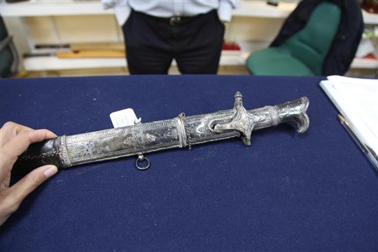 A 19th century silver mounted shasqua, probably Caucasian, sword 35in.